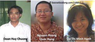 Từ trái qua: Anh Đoàn Huy Chương, anh Nguyễn Hoàng Quốc Hùng và chị Đỗ Thị Minh Hạnh